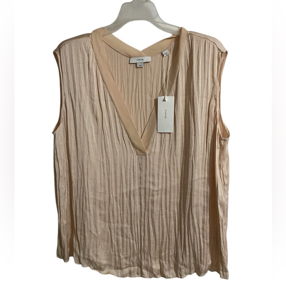 NWT VINCE Crushed Sleeveless Double V-neck Blouse - Picture 7 of 9
